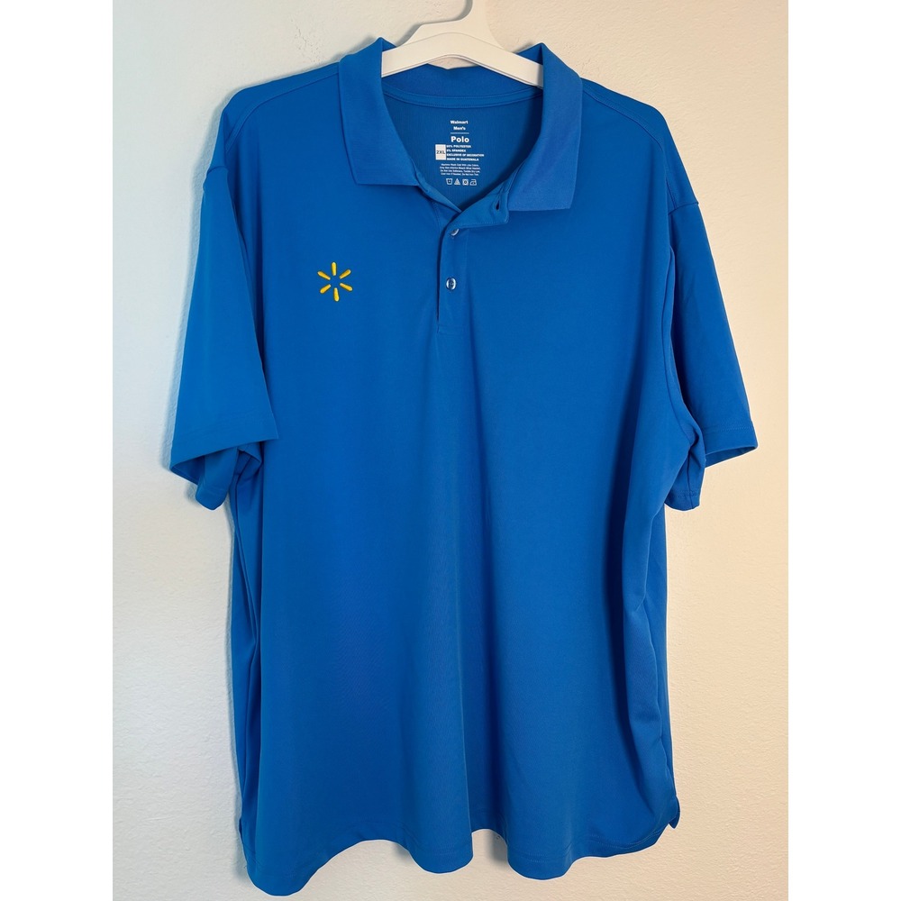 Walmart Employee Uniform Polo Shirt Blue Short Sleeve Spark Logo Mens 2XL